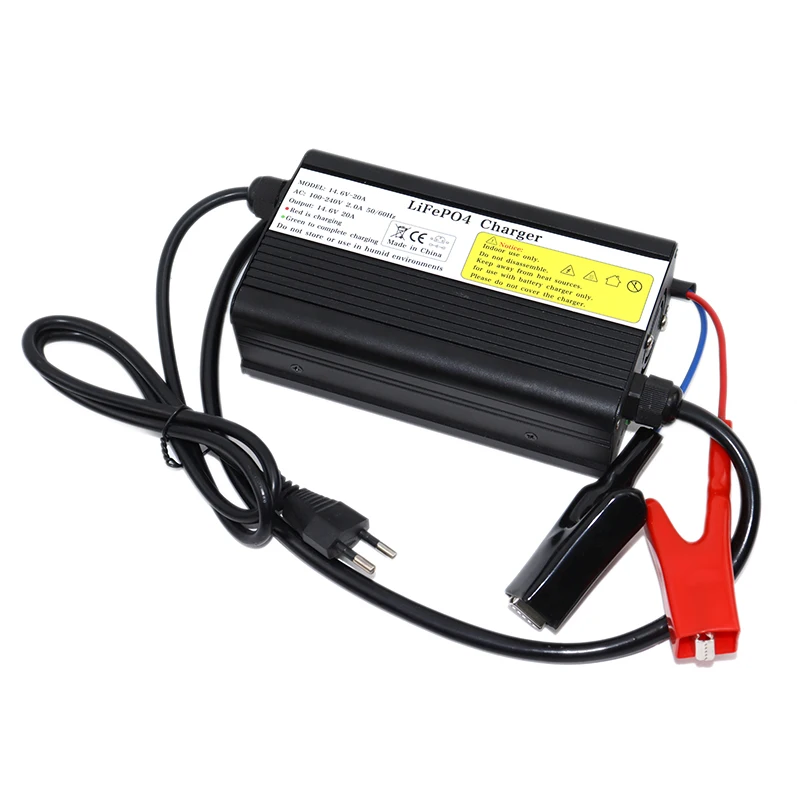 New 14.6V 20A Lifepo4 Battery Charger AC100-240V For 4S 12V 12.8V 100A 200A Golf Cart etc Smart Charging With Fan Aluminum Case