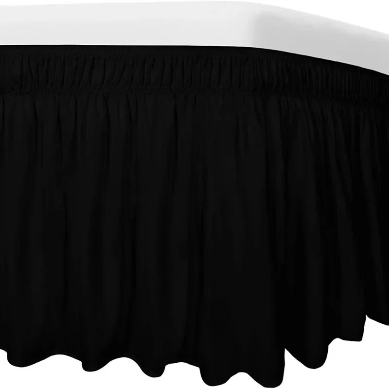 Wrap Around Ruffled Bed Skirts for Queen Beds 15 Inch Drop With Adjustable Elastic Dust Ruffle Easy Fit Wrinkle Resistant Fabric