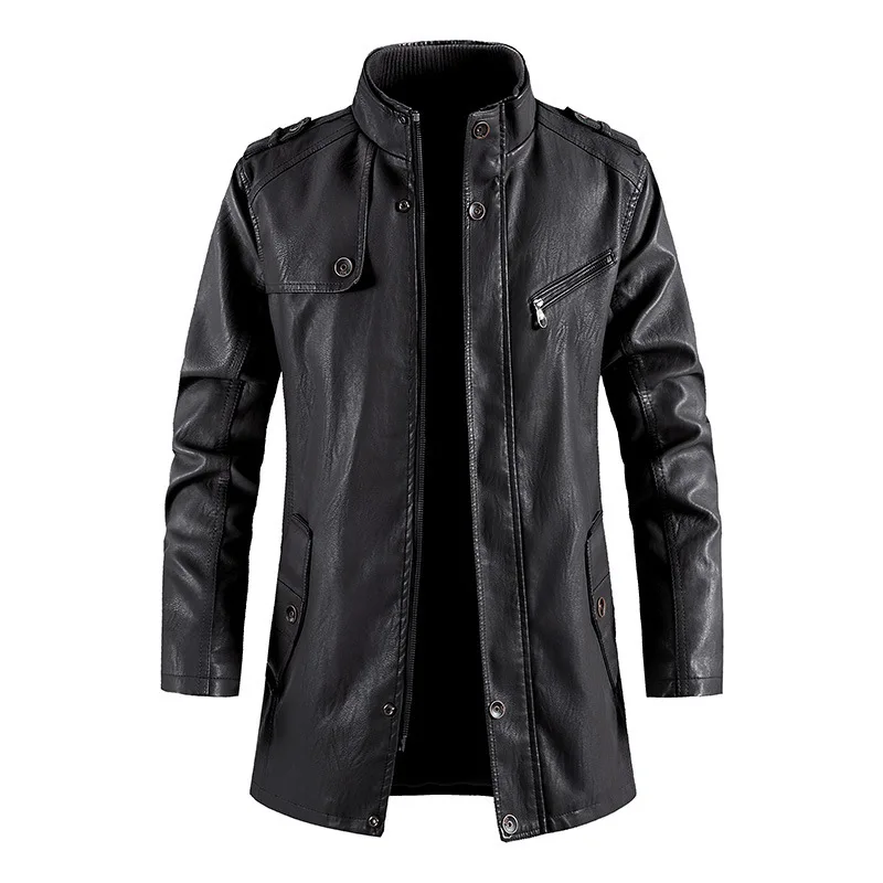 

Coat Windbreaker, Leather Men's Mid To Long Autumn Winter New Style, High-End Casual Jacket, Rugged And Handsome