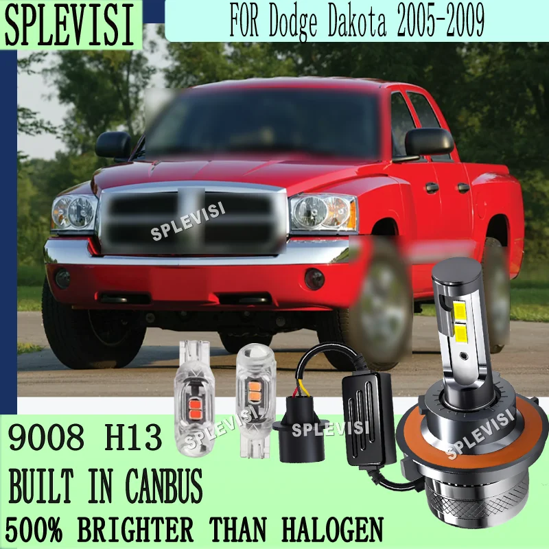 

LED Warranty Cooling Fan Reliable Power for Night Lighting Upgrades 9008 H13 Headlight For Dodge Dakota 2005 2006 2007 2008 2009