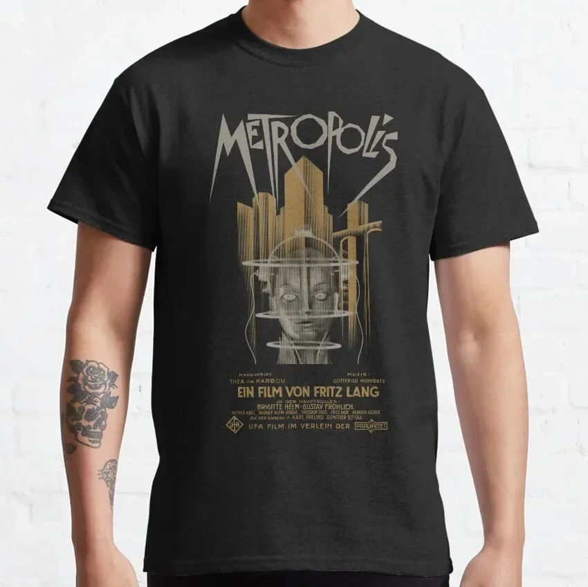

Подарочные топы с короткими рукавами Metropolis Fritz Lang Movie, Германия, кино, научная фантастика, мужская одежда для отдыха, футболки из 100% хлопка