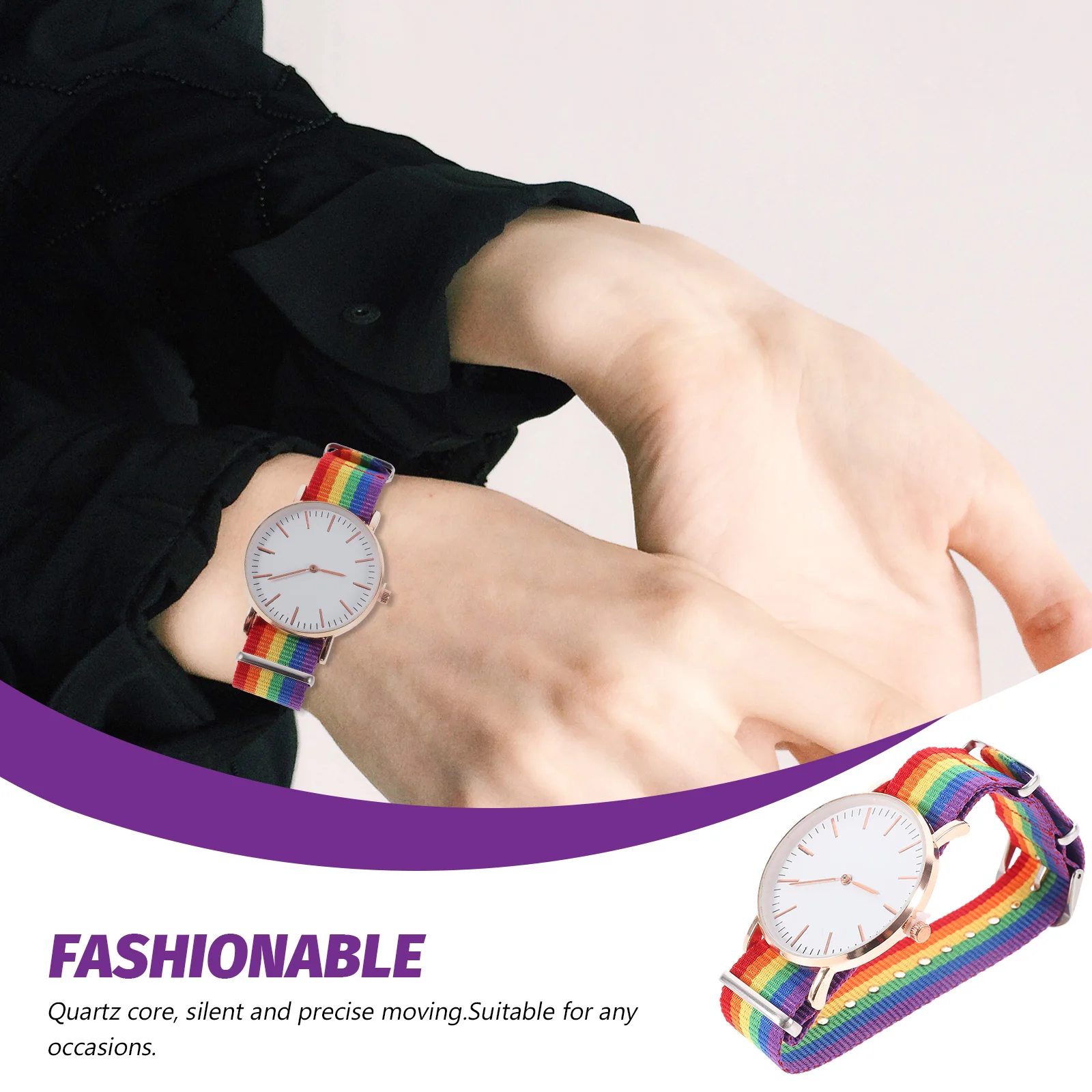 ساعة كوارتز لتزيين المعصم، أنيقة ورقيقة بألوان قوس قزح مصممة باللون الذهبي، أي مناسبة، هدية للطلاب والنساء والأصدقاء