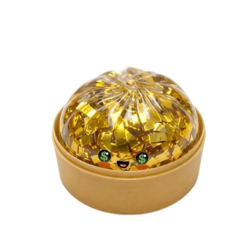 Golden Confetti Dollar Face Soft Squishy Stress Ball Squeeze Fidget Toy Anxiety Relief for Kids Adults Home Office