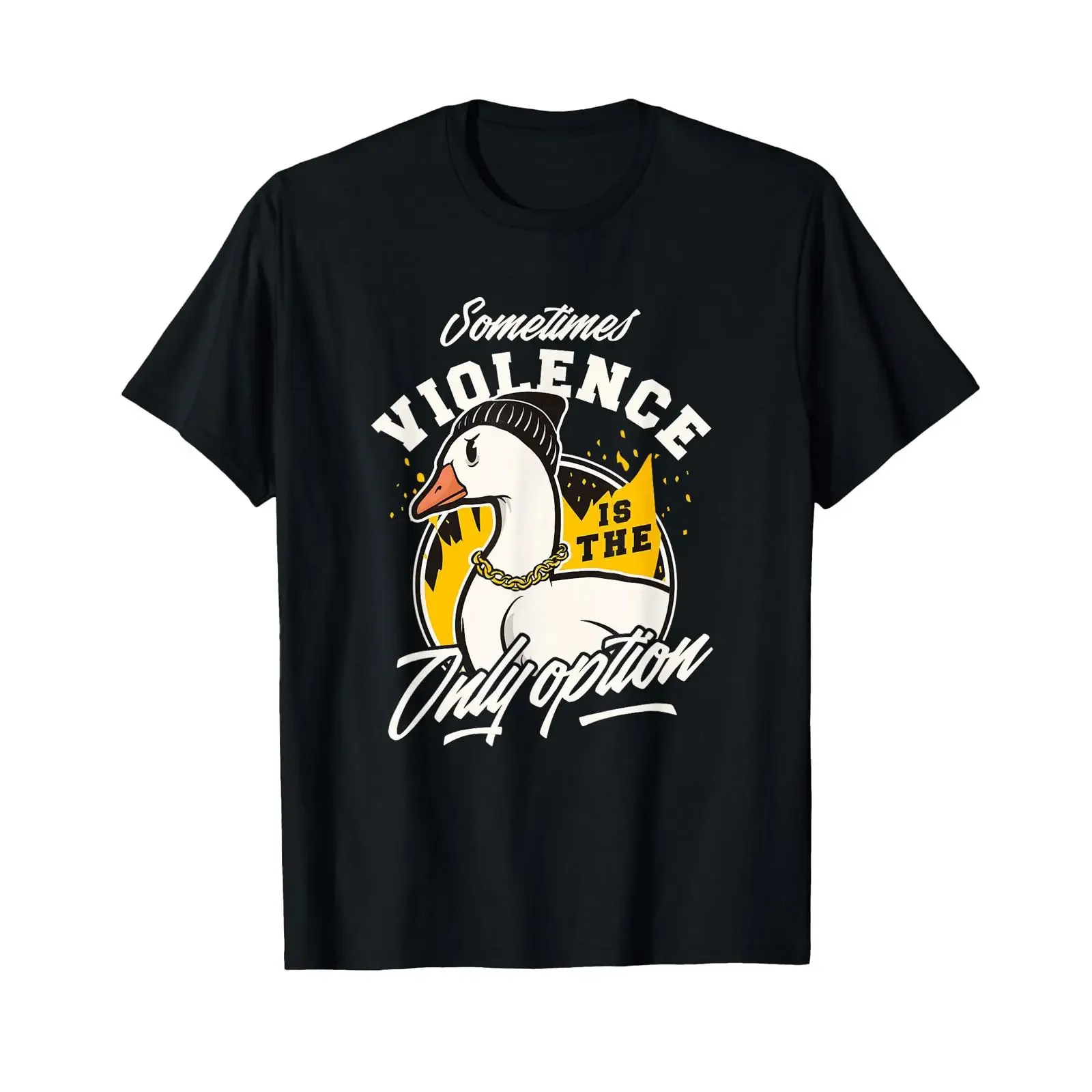 Angry Goose T Shirt Sometimes is violent the only solution vintage Washed Top For Everyday Wear fashion Stylish Comfortable