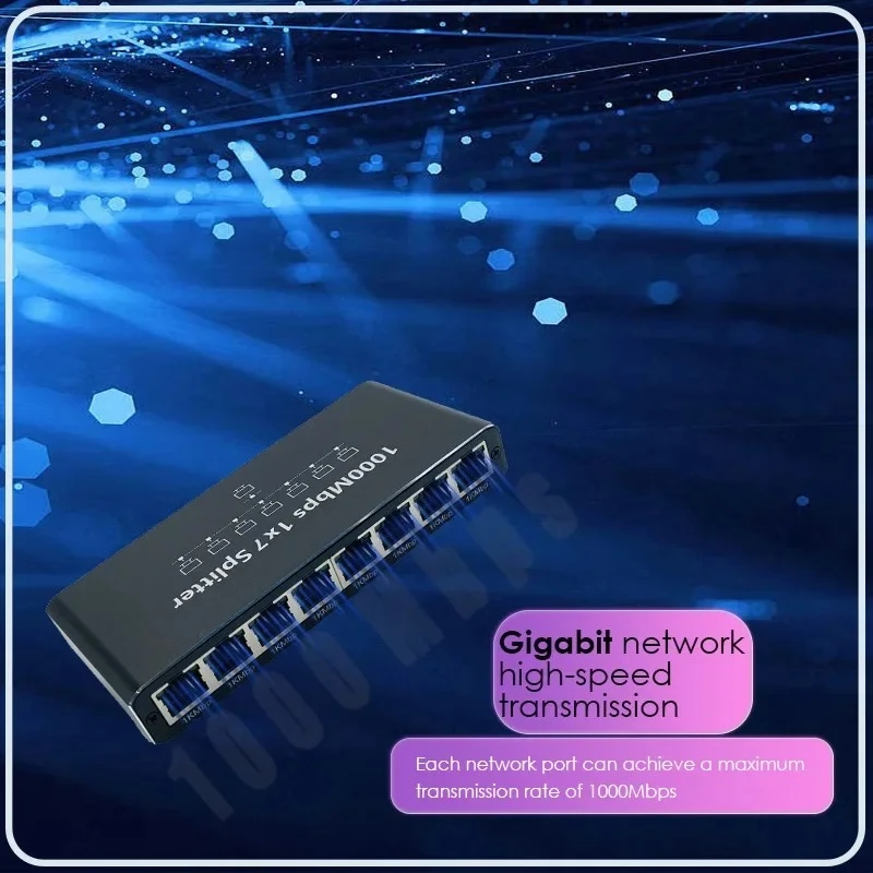 Gigabit Ethernet Splitter 1 to 7 1000Mbps RJ45 LAN Network Splitter for PC Laptop Nintendo Switch Router Internet TV Box