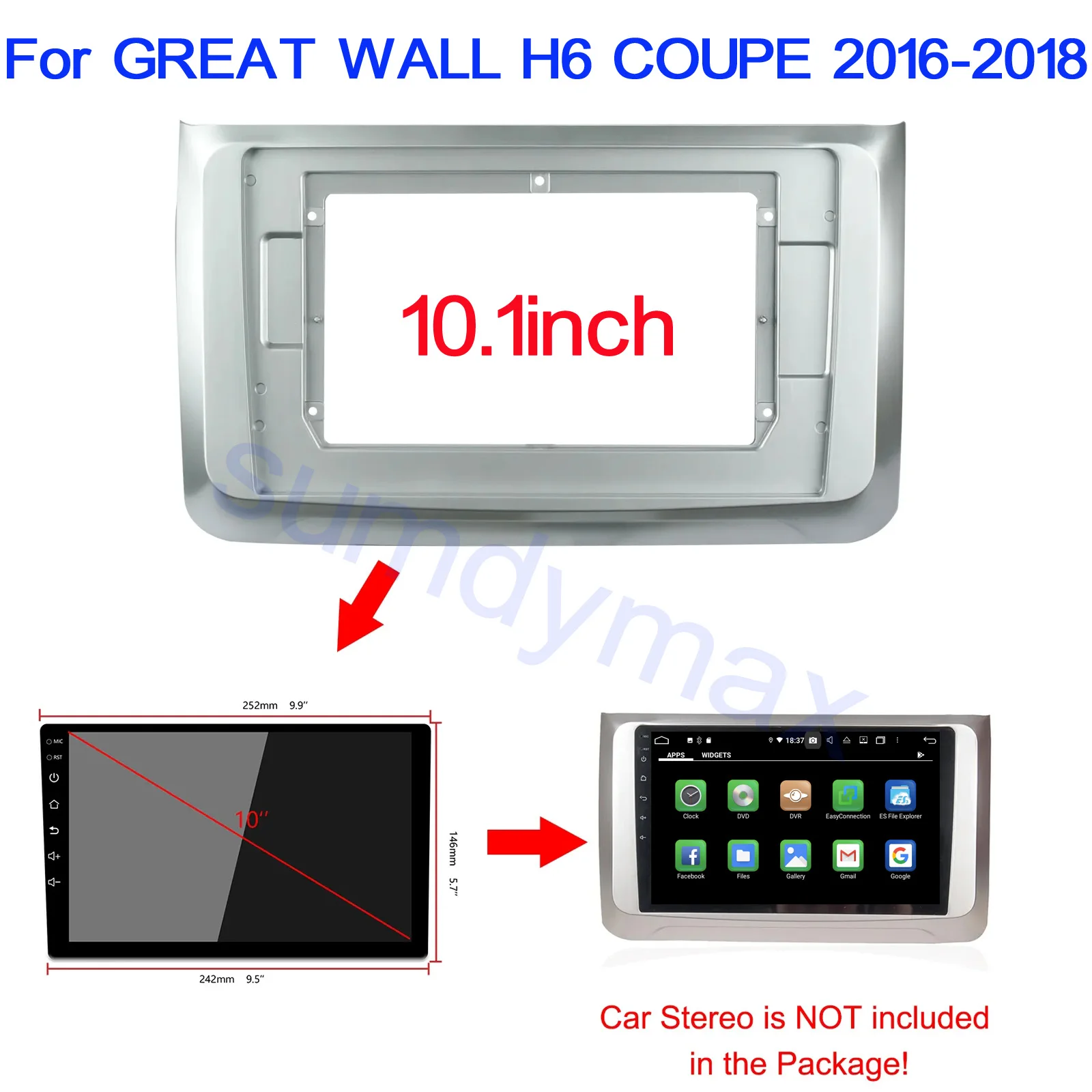 

10.1inch big screen 2 Din android Car Radio Fascia Frame For GREAT WALL H6 COUPE 2016-2018 car panel Trim Dashboard Panel Kit