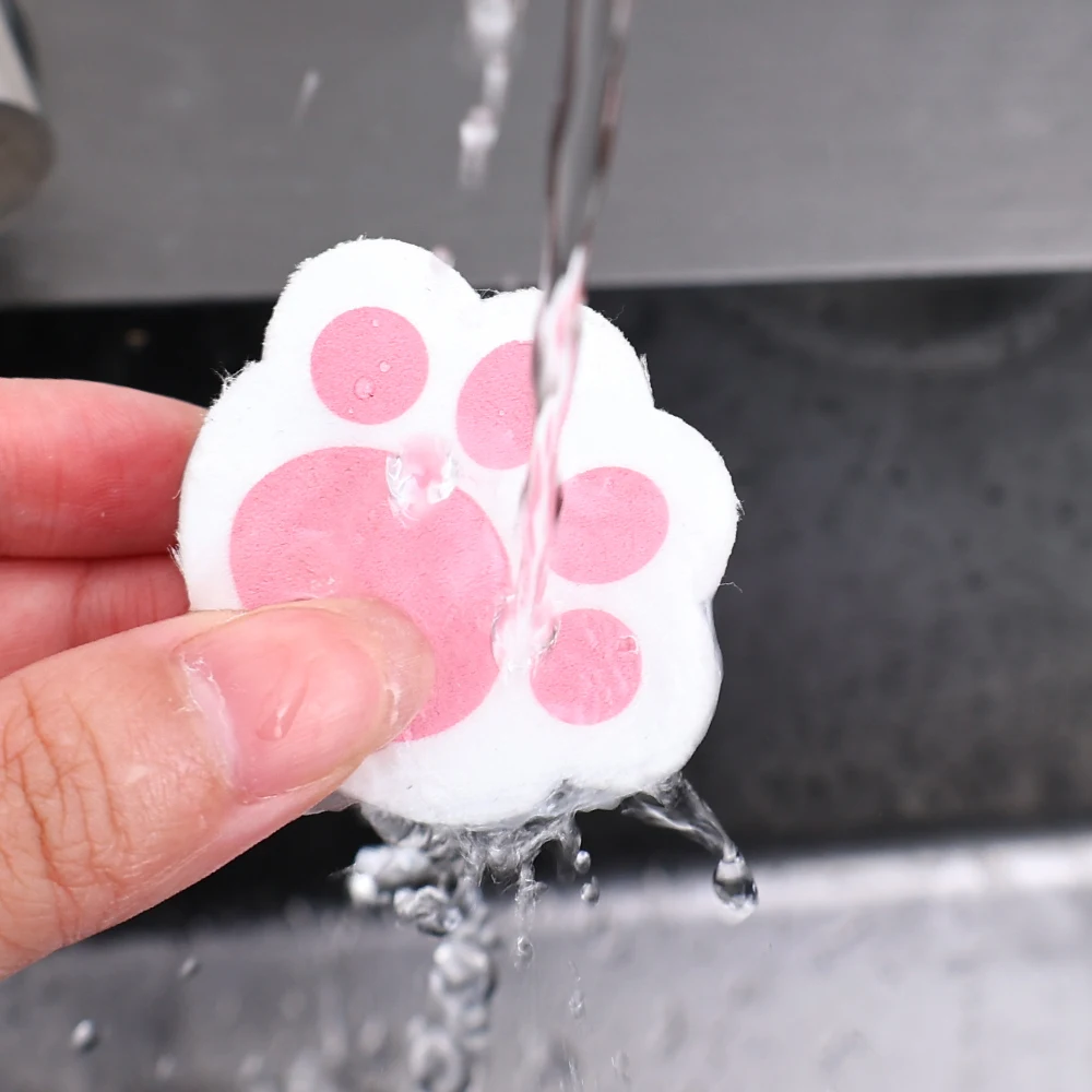 1pc Home Accessories Mirror Dish Cleaner Cat-Claw Mirror Sponge Scrubber Bathroom Sink Scrubber