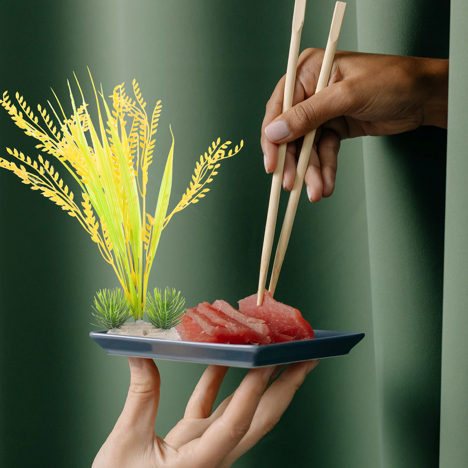 

Decorations Simulated Rice Ear Ornaments Sushi Table Floral Artificial Wheat Ears of Japanese Style Plate Decors Party Display