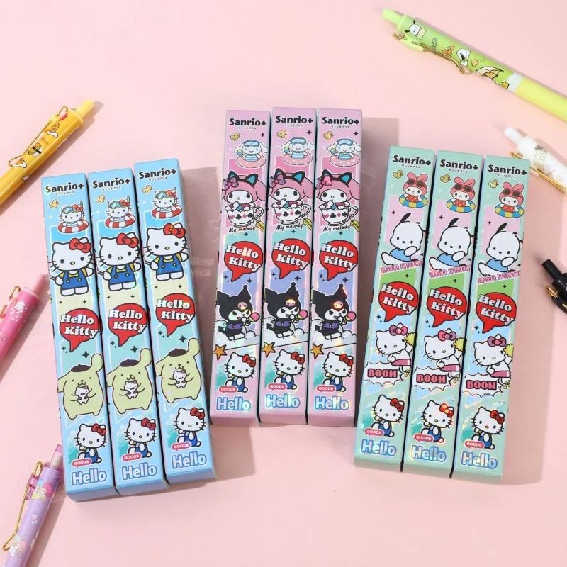 

24PCS/ лот SANRIO little-twinstars POMPOMPURIN KITTY нажмите гель Пен мило 0,5 мм чернила печать подписи ручки школьные принадлежности