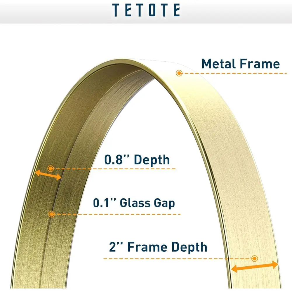 24 Inch Gold-Framed Circle Vanity Mirror, Modern Brushed Metal Wall Mount, Shatterproof Farmhouse Style Decor