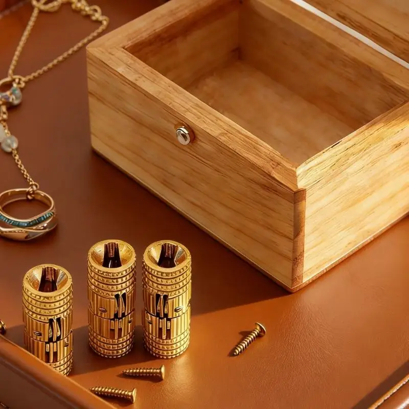 8Pcs Brass Concealed Hinges For Drawers And Cabinets 10mm Barrels Hinge Includes Drill Bit Smooth Polishing Finish 87HA