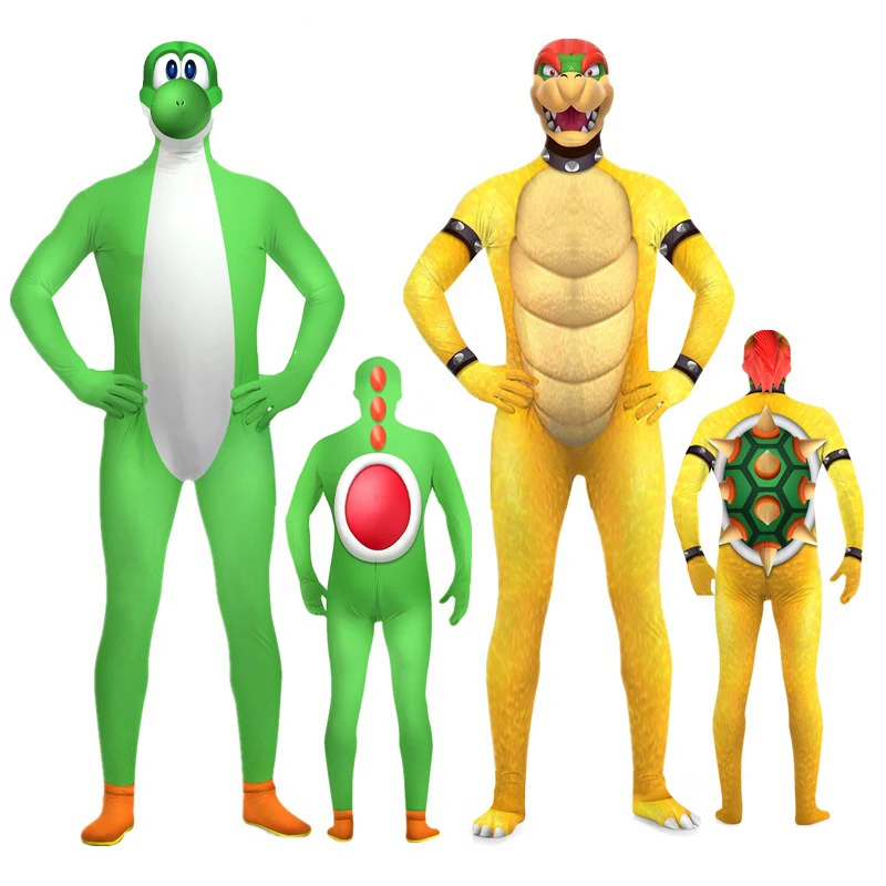 Bowser Yoshi Jumpsuit Bodysuit Cosplay Kostüme Anime-Charakter Halloween-Party Auftritts-Kostüm für Erwachsene