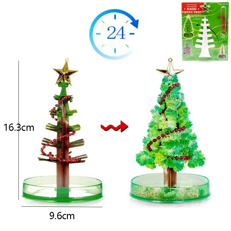 Árvore de natal mágica crescente árvore de cristal sakura mini árvore de papel florescendo presente de natal brinquedos educativos diy brinquedo do miúdo