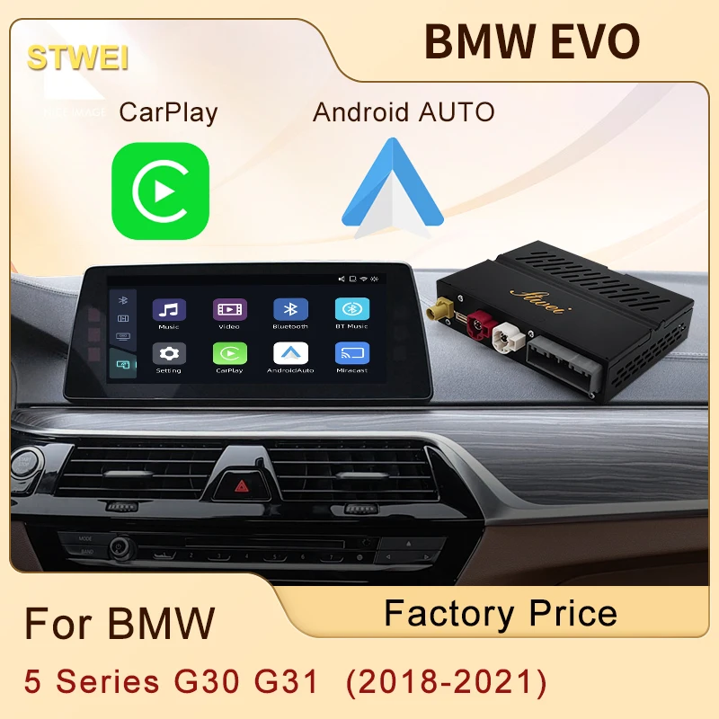 STWEI Wireless CarPlay Android Auto Module For BMW EVO 5 Series G30 G31 2018-2021 Car Play Mirror Link Front Rear Camera
