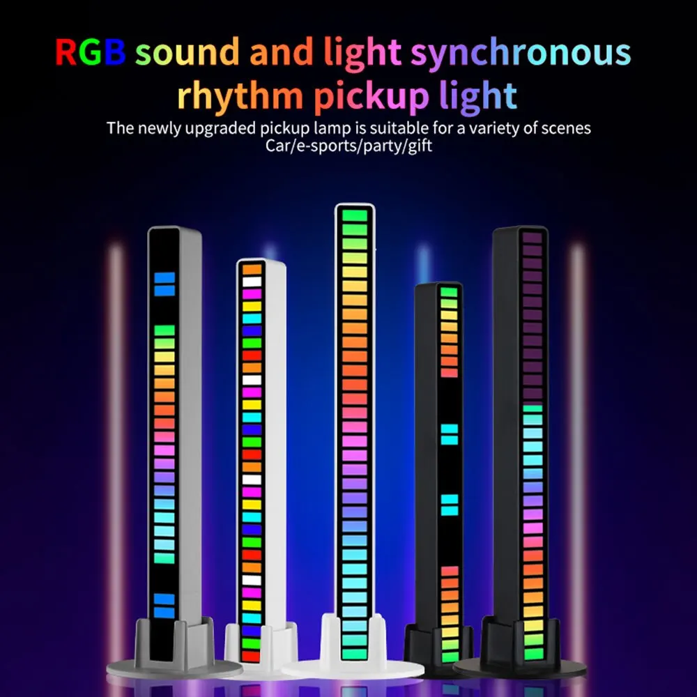 RGB Strip Light 32LED Music Sound Control Pickup Rhythm Ambient Lamp Atmosphere Night Lights For Bar Room TV Gaming Decoration