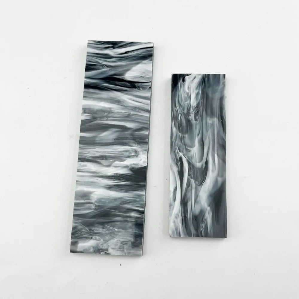Black White Marbled Micatta Knife Handle Scales, 160x50mm/120x40mm, 7mm Thick Resin Blanks for DIY Knife Making