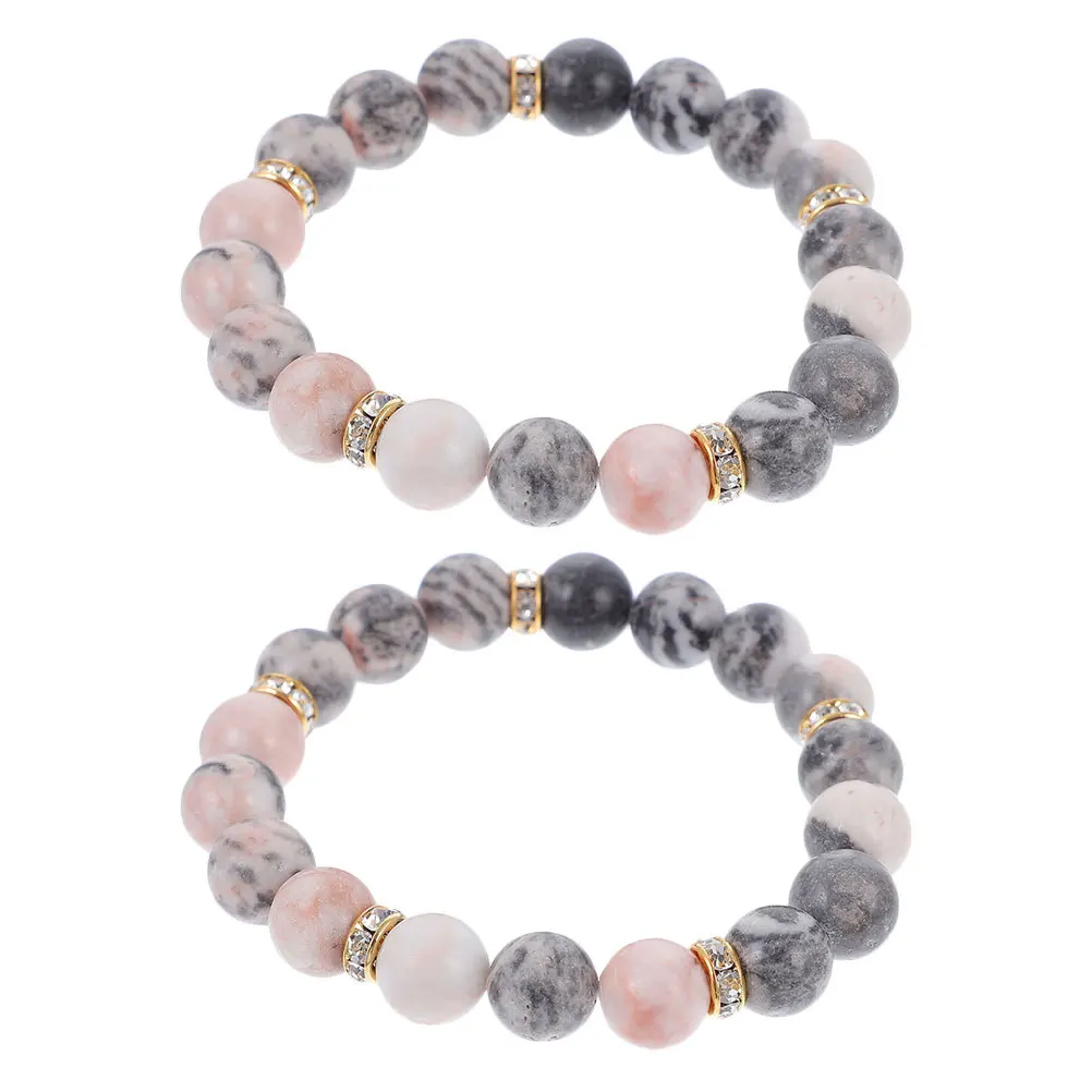 

2Pcs Bohemian Bracelet Crystal Stone Wrist Chain Anxiety Relieving Hand Jewelry Elegant Gift for Mom Sister Girlfriend