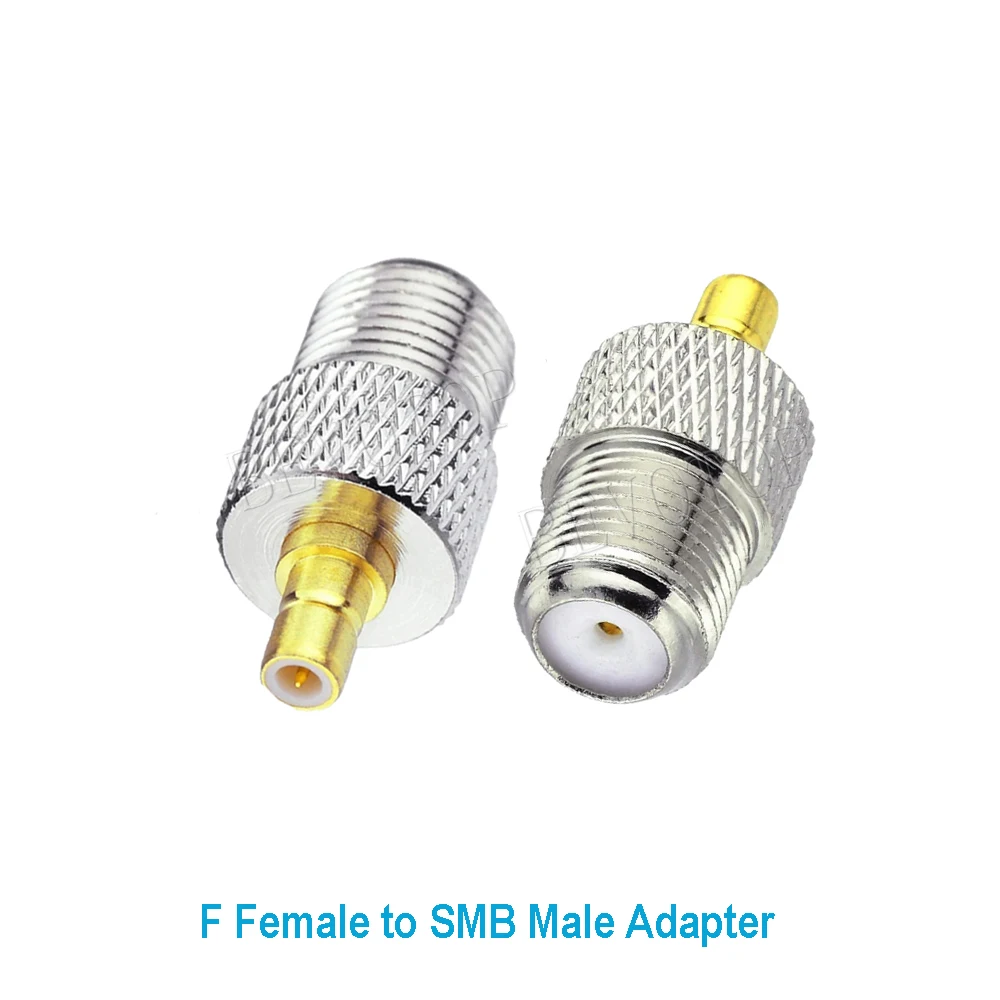 10PCS SMB to F RF Adapter SMB Male Plug to F Female Jack / F Female to SMB Female RF Coax Connector 50ohm Straight Gold Plated