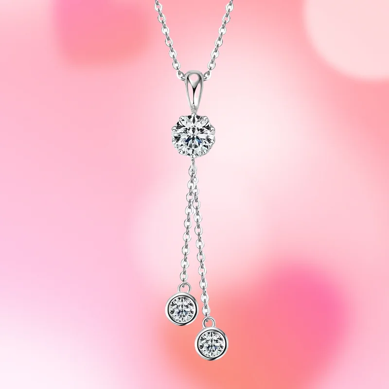 New Niche fringed moissanite pendant 925 sterling silver plated 18k gold high-end personalized necklace women