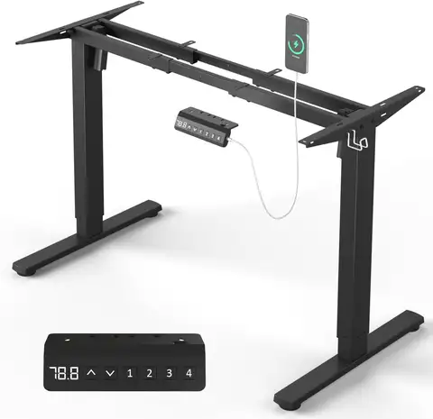 330 lbs Capacity Dual Motor Electric Standing Desk Frame, Adjustable Height with Anti-Collision and Hooks, Black