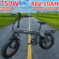 Electric Bike 750W Brushless Motor 48V10Ah Lithium Battery Adjustable Speed Electric Bicycle 20*4.0 Inch Fat Tire Folding E Bike