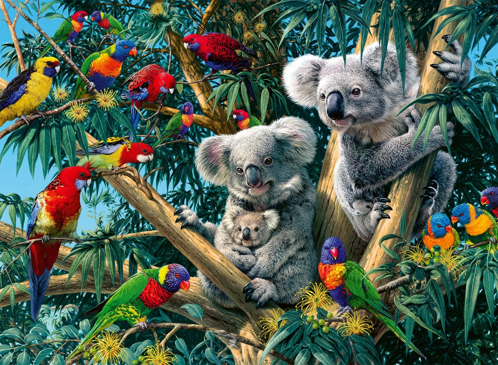 

500/1000/1200/2000 PCS Jigsaw Puzzles Cute Koalas in a Tree Animal Family Activity Games for Gameroom Bedroom Home Decor Gift