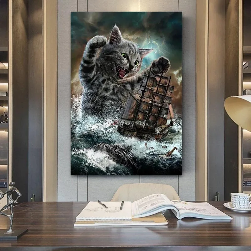 

Abstract Art Cute Myanmar Cat Poster Prints Canvas Paintings Wall Art Pictures for Bedrooms Living Home Decoration