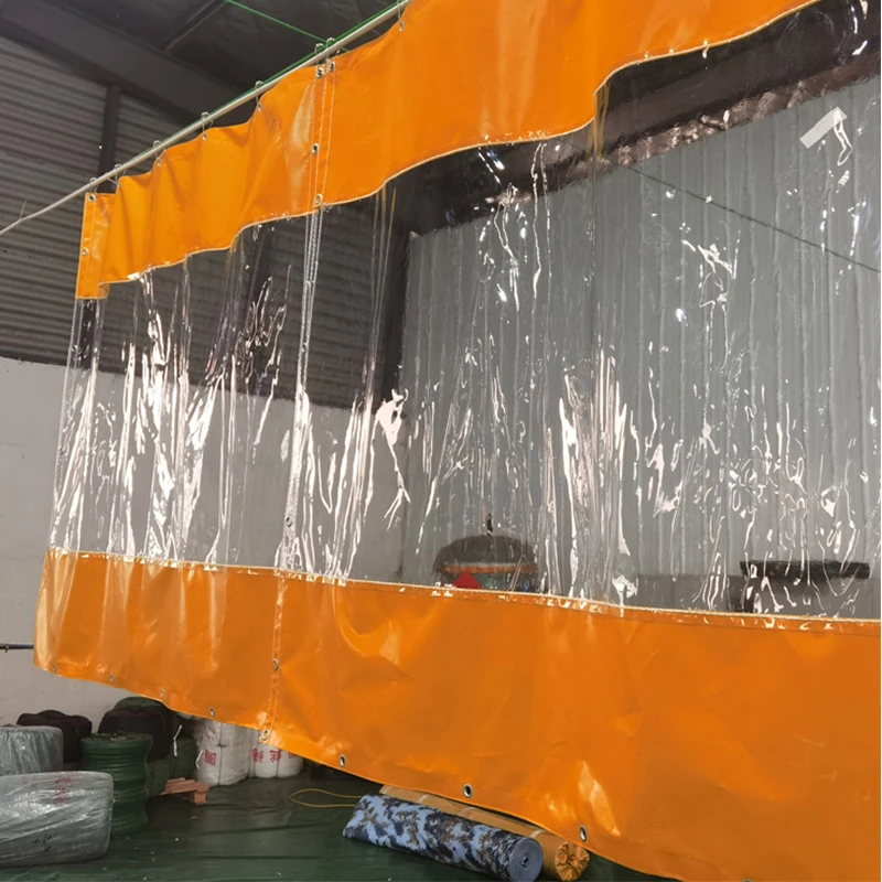 Customize Outdoor Tent Visible Rainproof Cloth Carwash Room Waterproof Curtain Yard Pergola Transparent Tarpaulin with Zipper 