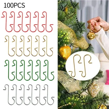 Ganci natalizi da 100 pezzi Piccoli ganci colorati in metallo a forma di S Appendiabiti per ornamenti per albero di Natale Articoli per festival