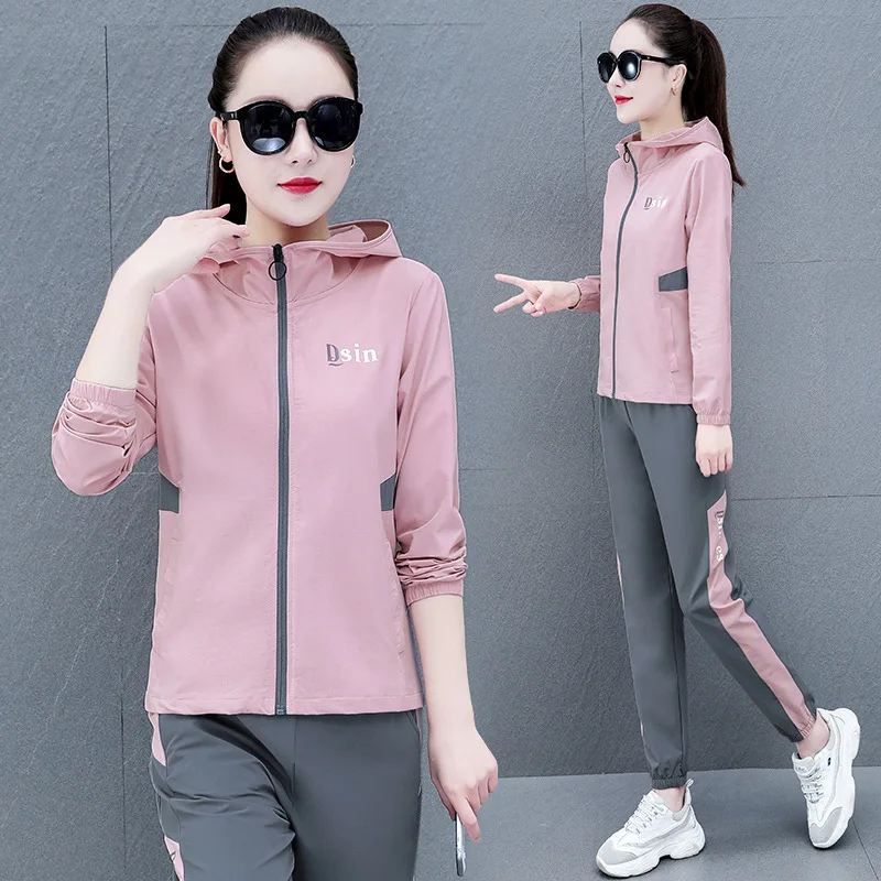 4XL Spring Women Sportswear Tracksuit Korean Style Loose Hoodie Jacket+pant Running Jogger Fitness Gym Workout Casual Set Outfit