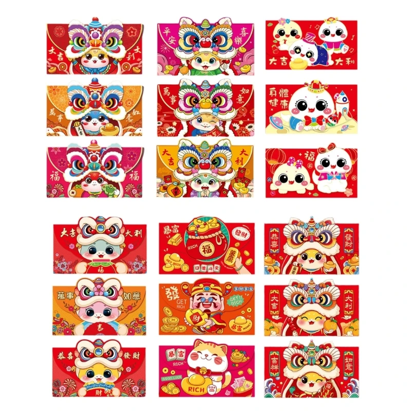 

6Pcs Cartoon Cash Packets Stylish 2025 Snake Year Envelopes Gift for Children