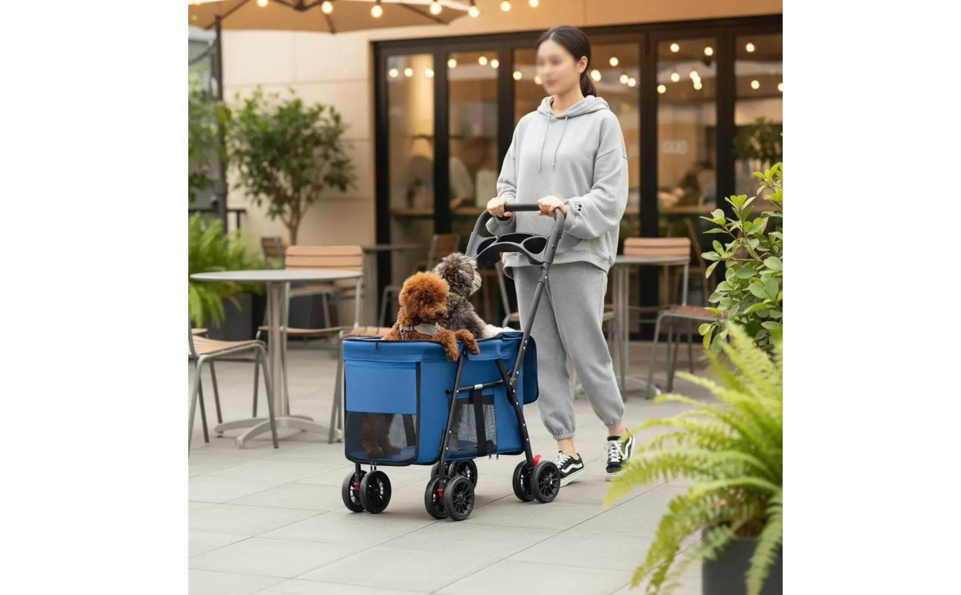 Dog Stroller Collapsible Feline Stroller Lightweight Pet Stroller Easy Accessible Creature Gear Rear Brakes for Walks, Outdoor