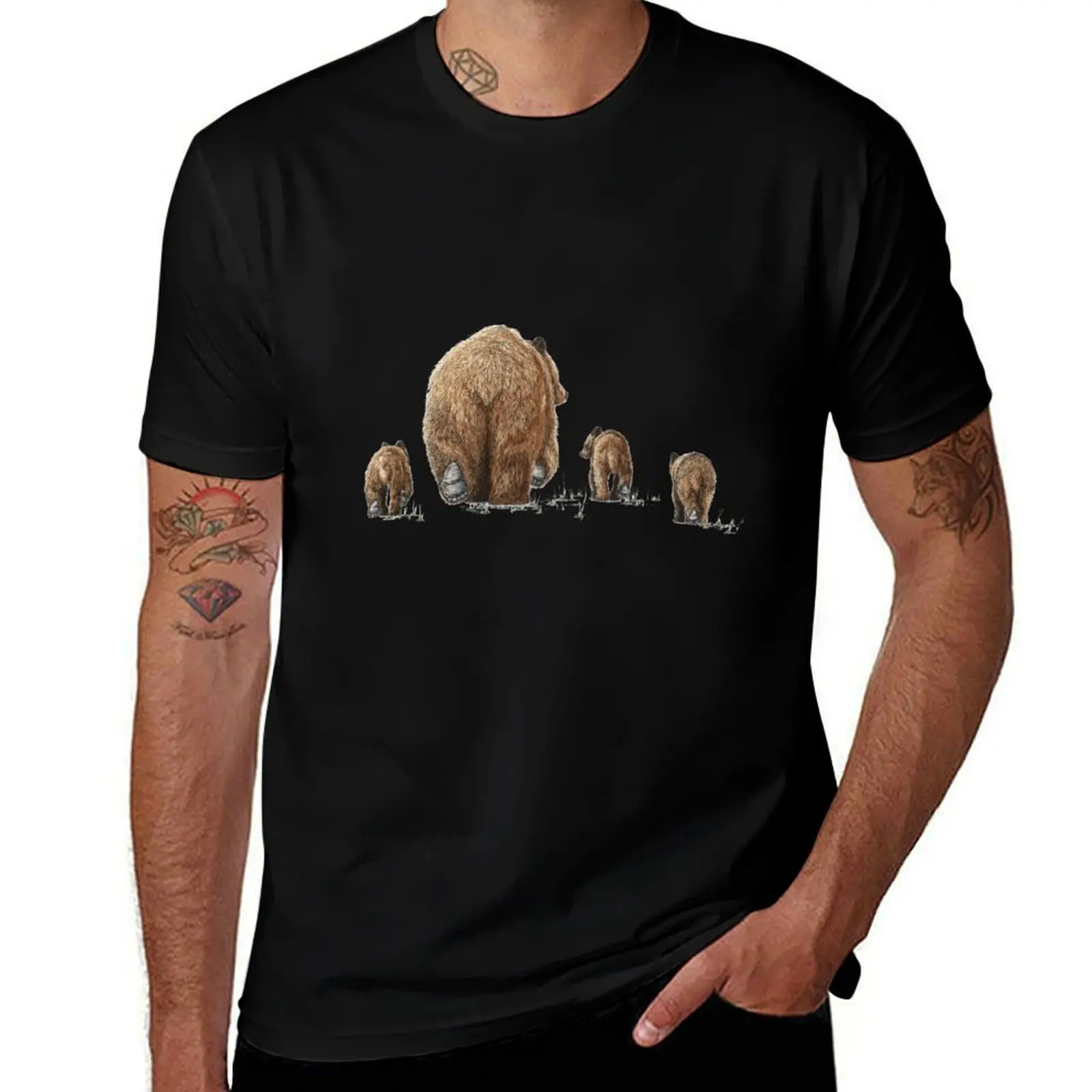 Grizzly Bear Bums Banff Wildlife T-Shirt Functional Casual Short Sleeve Tee T-Shirt