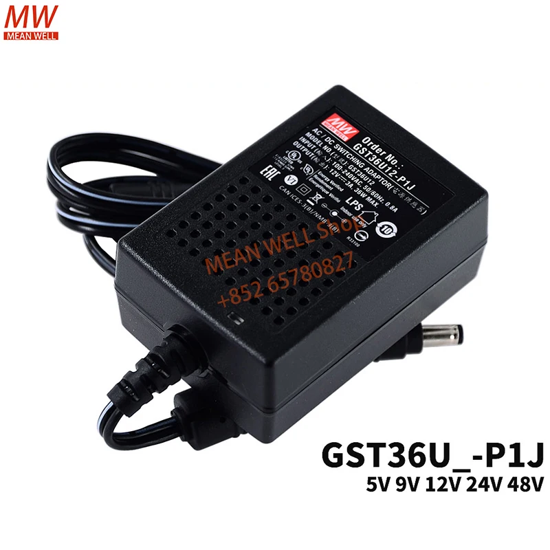 

Original MEAN WELL 36W AC-DC Reliable Green Industrial Adaptor P1J Power Supply GST36U05 09 12 48-P1J GST36U24-P1J