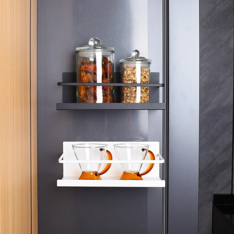 

Magnetic Refrigerator Organizer - No Drill Kitchen Storage Shelf for Spices, Snacks & Tools, Space Saving Fridge Mount
