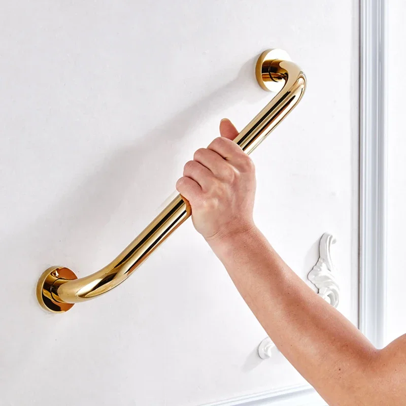 1Pcs Bathroom Tub 30/40/50cm Toilet Handrail Brass Gold Finish Grab Bar Shower Safety Support Handle Towel Rack