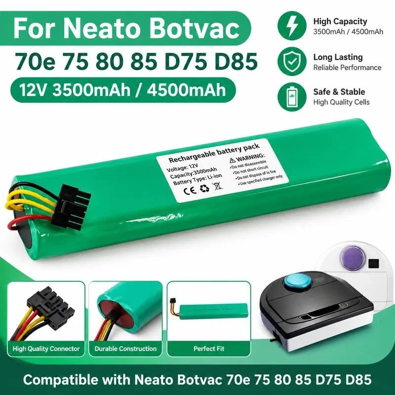 NI-MH 12V 3500mAh 4500mAh Replacement battery for Neato Botvac 70e 75 80 85 caSino187 Vacuum Cleaner Replaces 945-0129