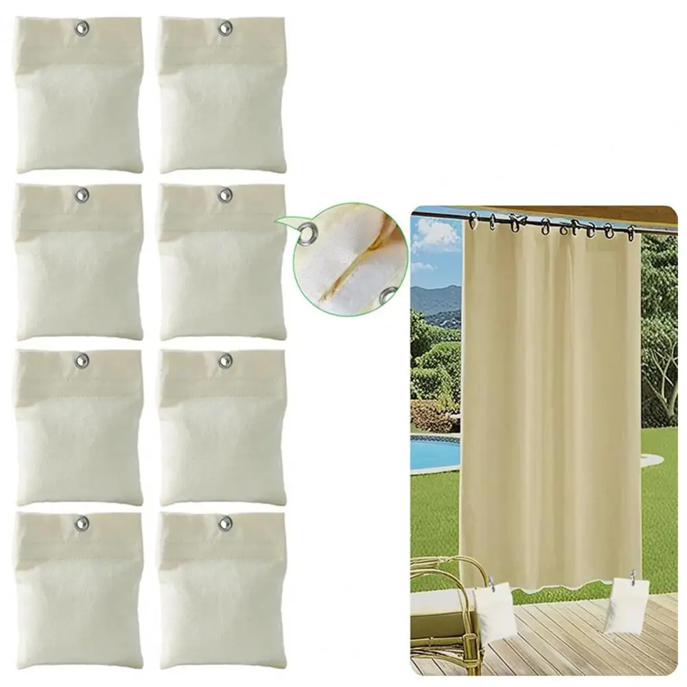 Reusable Curtain Weight Bags Outdoor Curtain Weight Bags with Metal Clips 15oz Canvas Sandbag Drapery Weights Patio Pergola