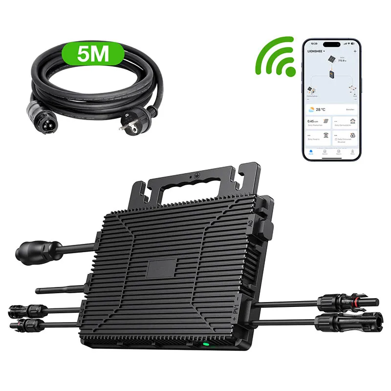 Lionshee TM-L800Mi 800W Mikro-Wechselrichter 230V 50Hz Netzgekoppelt VDE MPPT 25-55V WLAN Smart Monitoring IP67 Wasserdicht für Balkon-PV-System Plug-and-Play mit 5m AC-Kabel