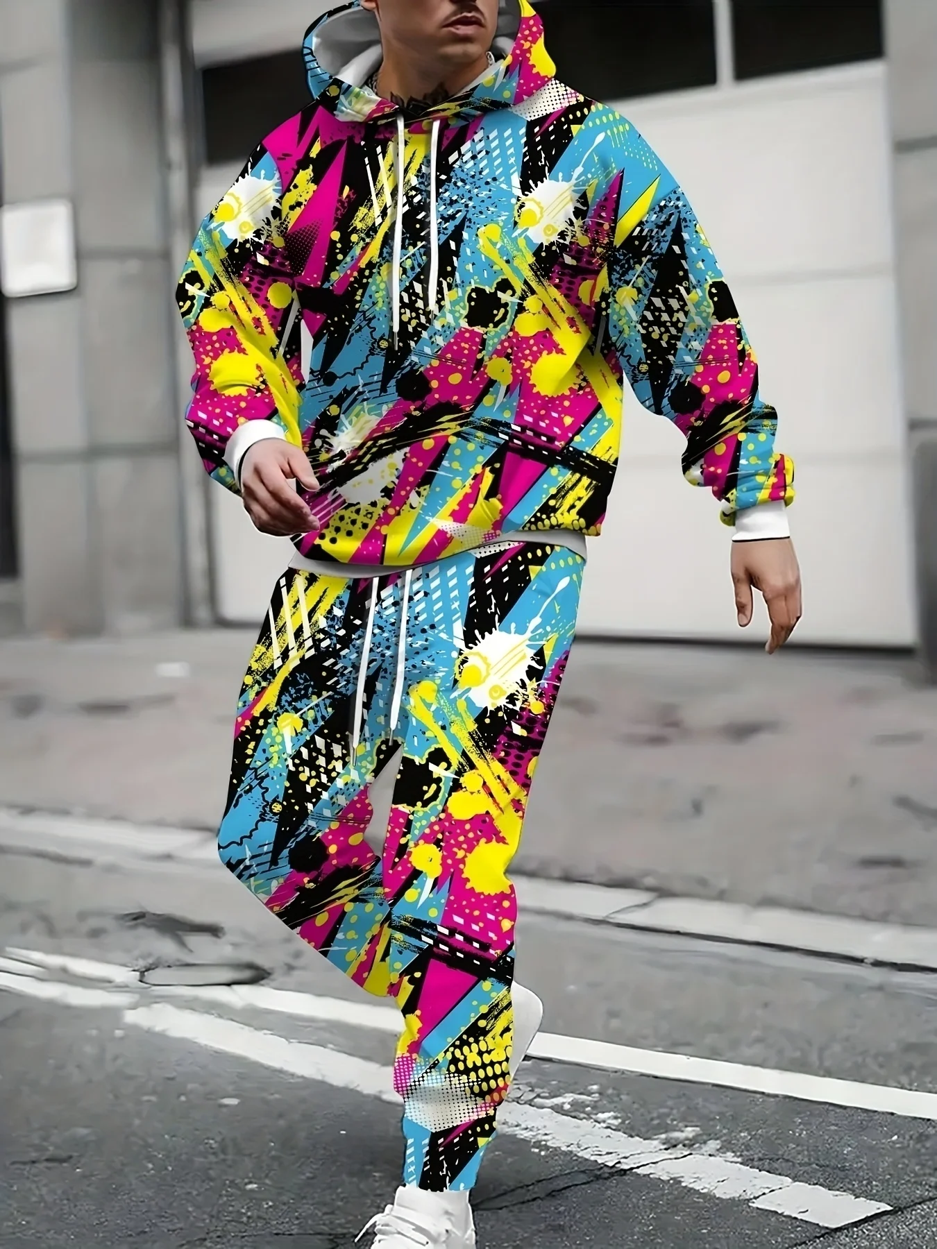 

In The Autumn of 2025, Trendy Men's Fashion Street Hip-hop 3D Printed Sweatshirts, Cool and Oversized Breathable Sweatshirt Sets
