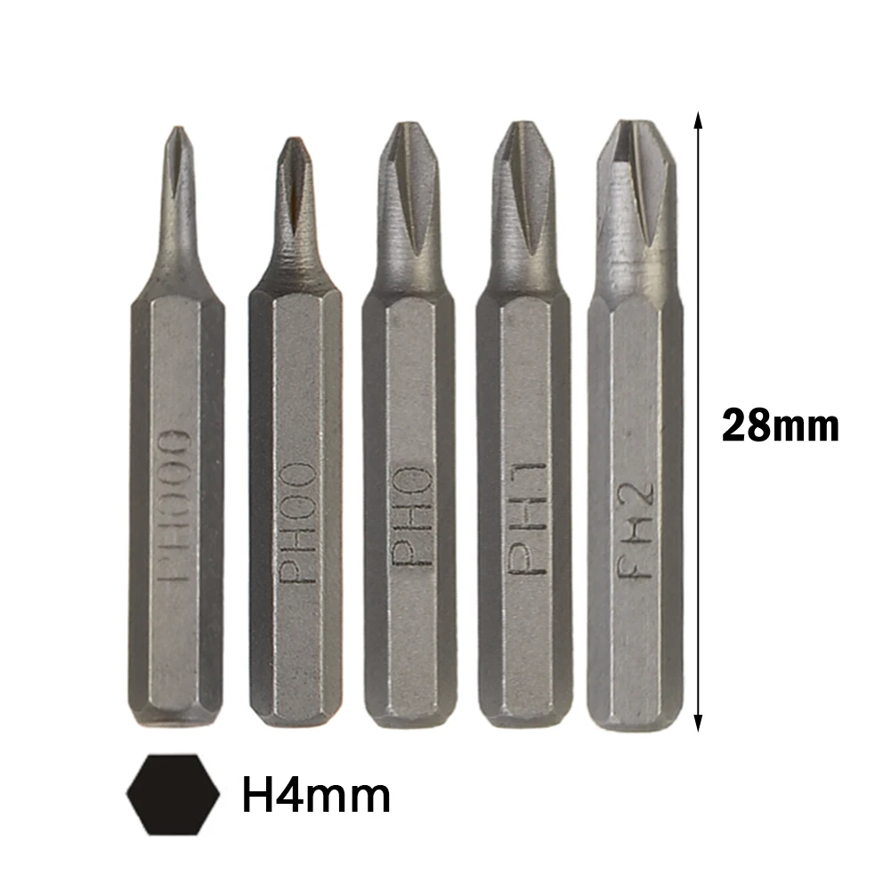 H4×28mm For Cross Screwdriver Bits PH0000 PH000 PH00 PH0 PH1 PH2 4mm Hex Shank DIY Hand Tools ForPhillips Screwdriver Drill Bits