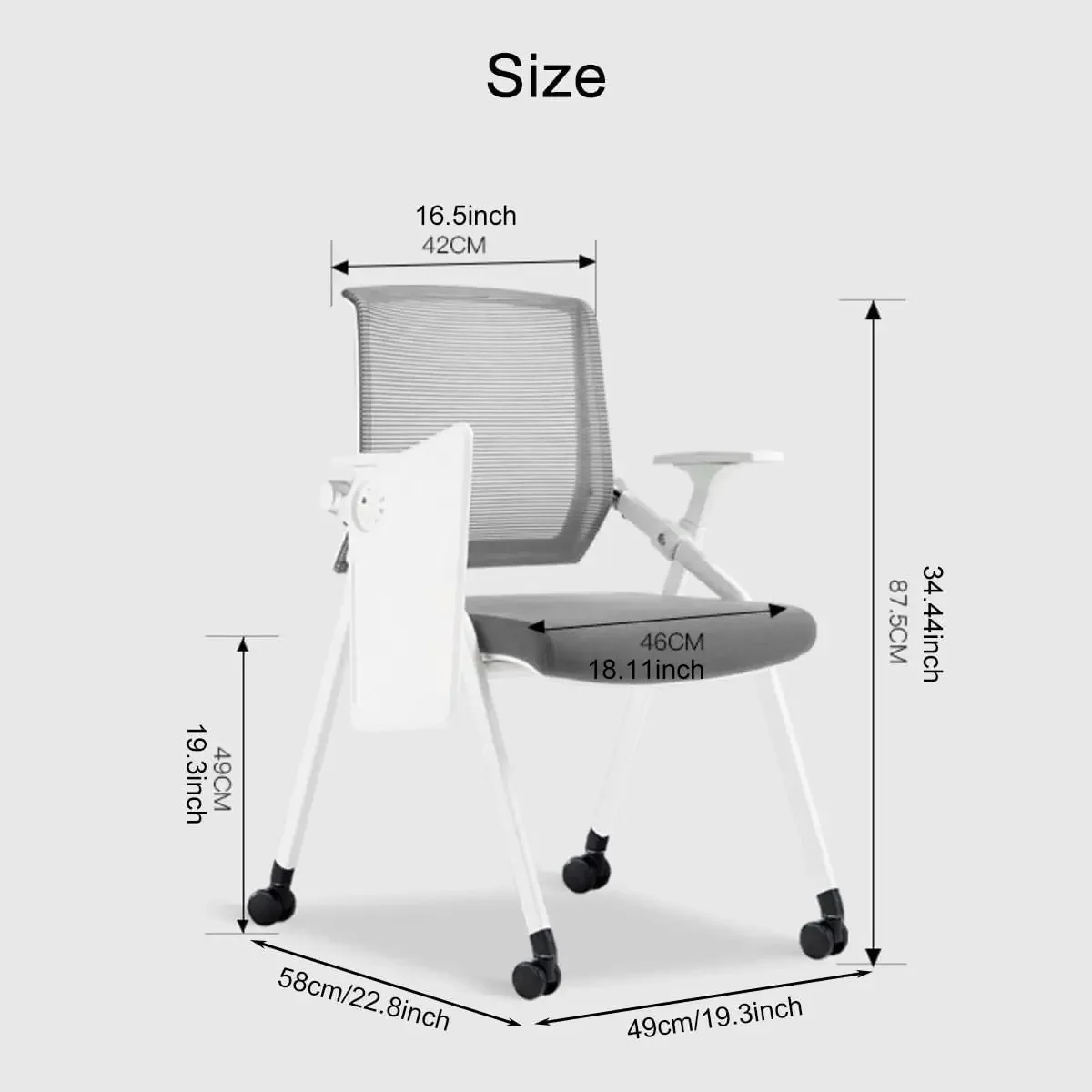 Desk Chairs with Wheels Office Conference Chairs Folding Chairs Backrest rt,Meeting Chair with Soft Seat Cushion,Ideal for Schoo