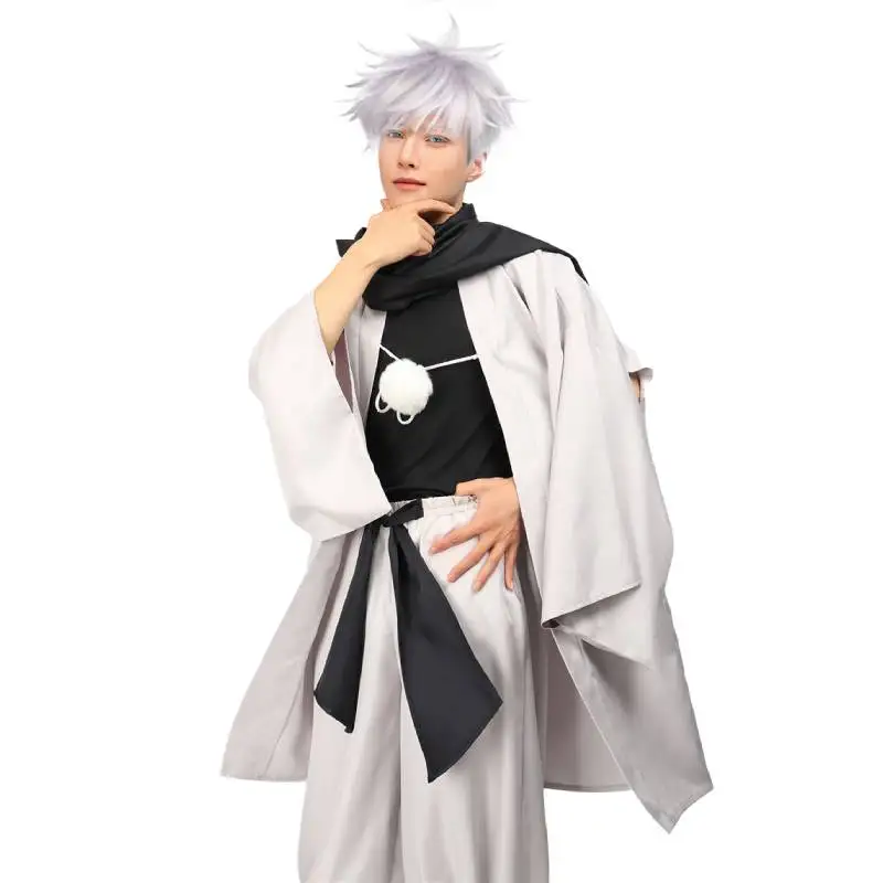 DAZCOS Satoru Cosplay Haori Kimono giacca da uomo Con sciarpa Satoru Costume abiti per adulti giappone Kimono Comic-Con abbigliamento di carnevale
