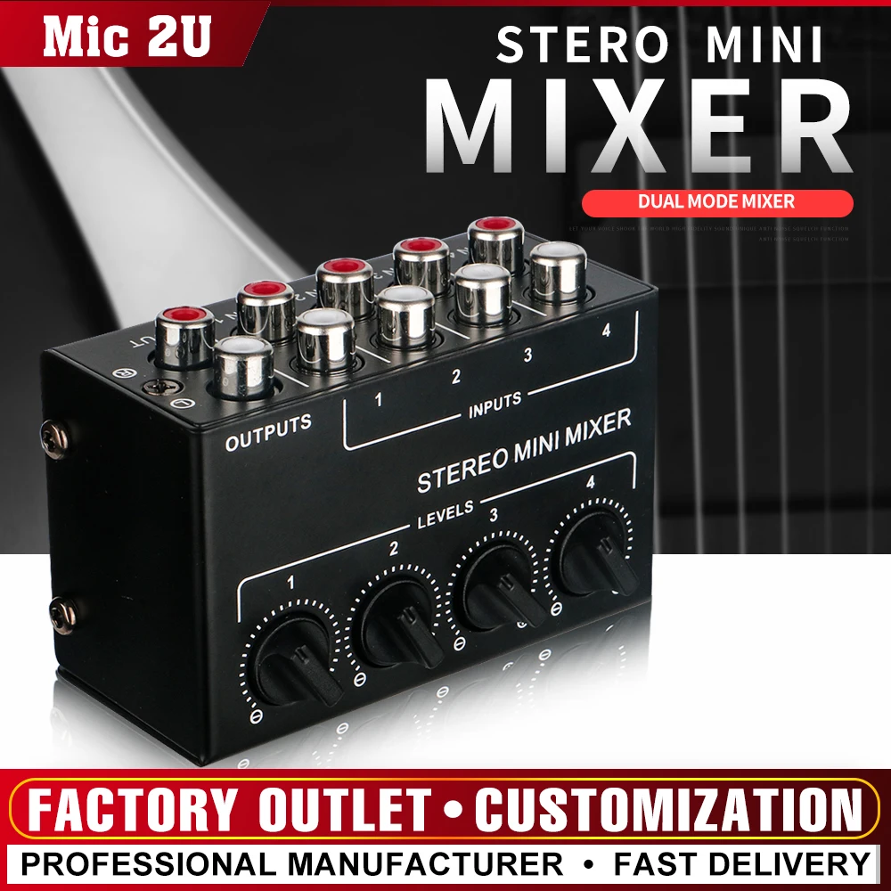 

Mic 2U CX400 mini stereo 4-channel passive mixer multi-channel mixer audio professional for live and use mini mixer audio