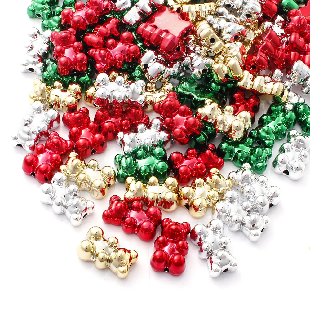 10/30 Stück 11x18mm glänzende UV-beschichtete Acryl-Gummibärchen-Perlen in Weihnachtsfarben, lose Abstandsperlen für DIY-Schmuckherstellungszubehör – Detail 7