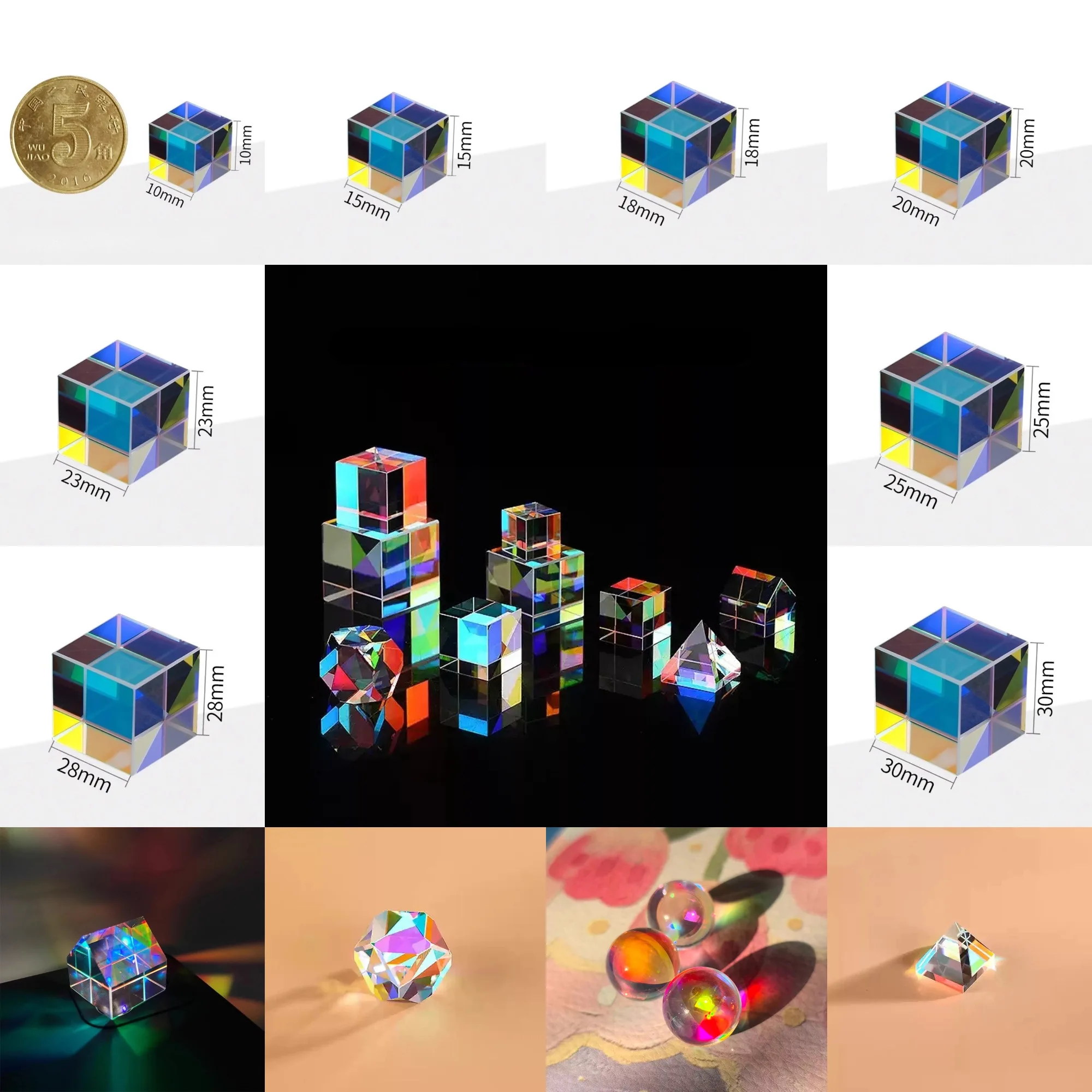 RGB X-Cube Prism Combiner Splitter Cross Dichroic Polyhedron Pyramid Physics Ball Teaching Decoration Photograph Lens 10-45mm