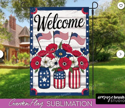 4th of July Butterfly Garden Flag 