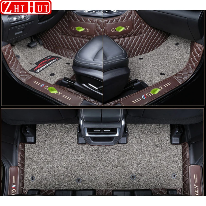 Geely Okavango 2024 2023 자동차 스타일링 바닥 매트, 더블 레이어 PU 가죽 발 패드, 인테리어 플로어라이너, 자동차 액세서리