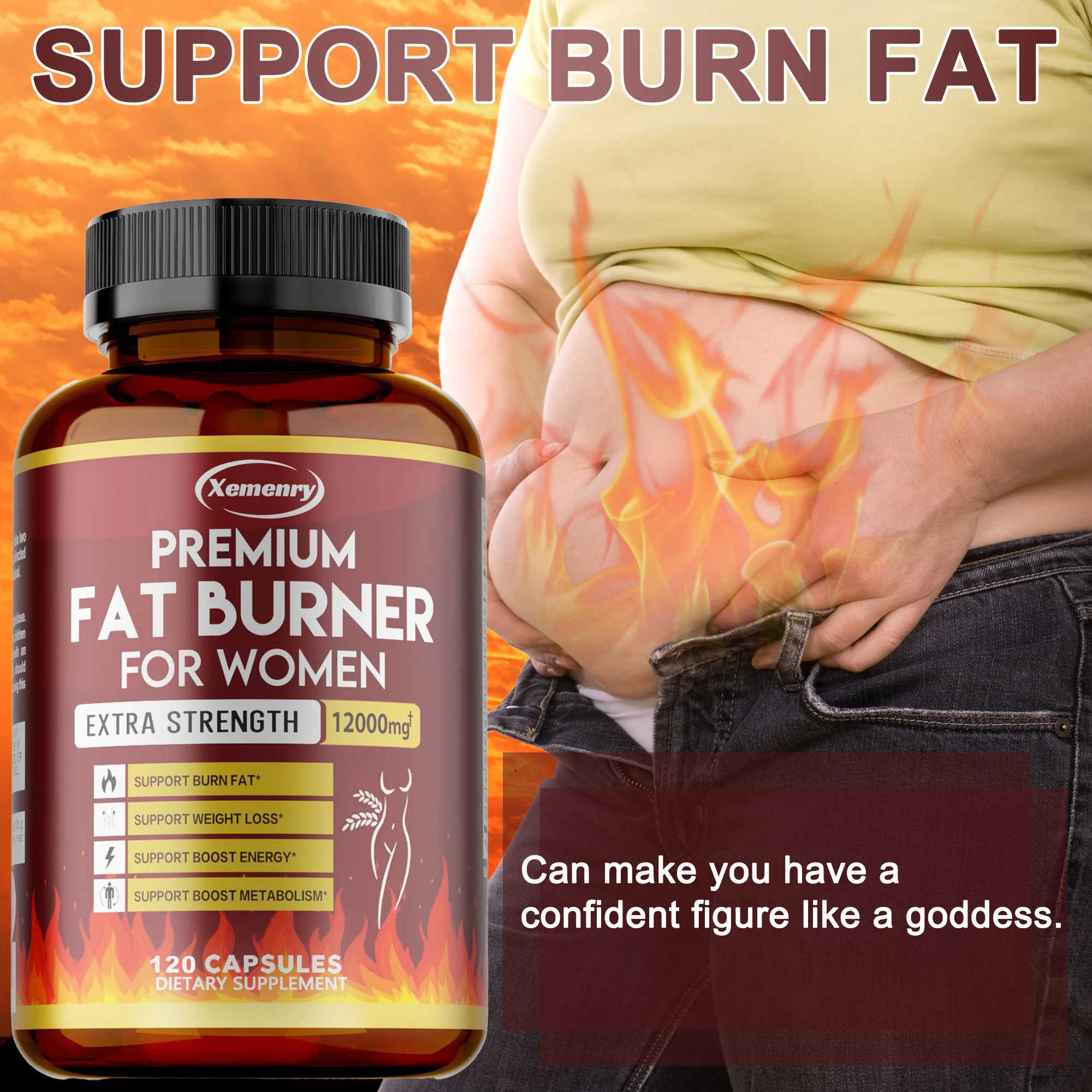 

Metabolism Support for Women - Fat Burner, Green Tea Extract, Weight Loss Supplement, Metabolism Booster - 120 Capsules
