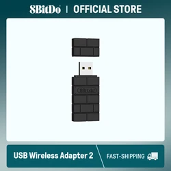 8BitDo USB Wireless Bluetooth Adapter 2 for PC Mac Raspberry Pi Switch1, 2 Steam Deck Support PS5 Xbox JoyCon Controller